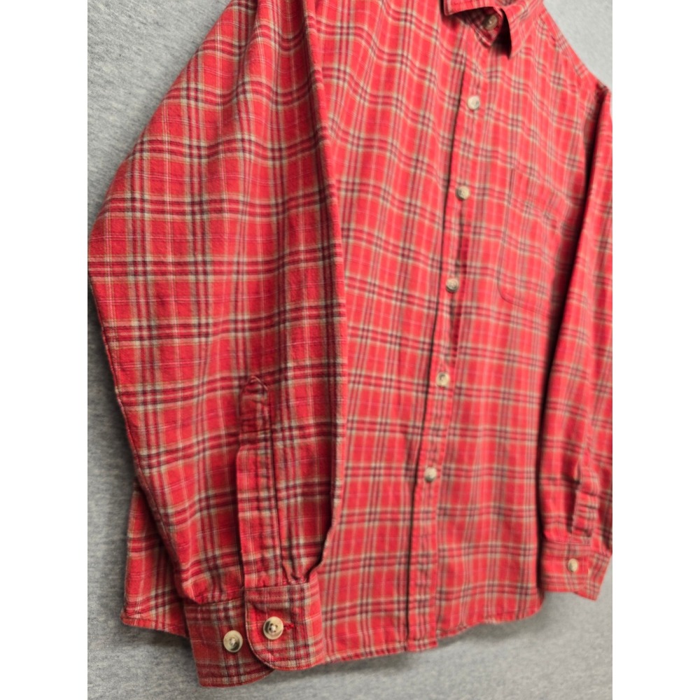 EMS Portuguese Flannel Shirt Women Lrg Red Plaid Brushed Cotton Gorpcore Outdoor